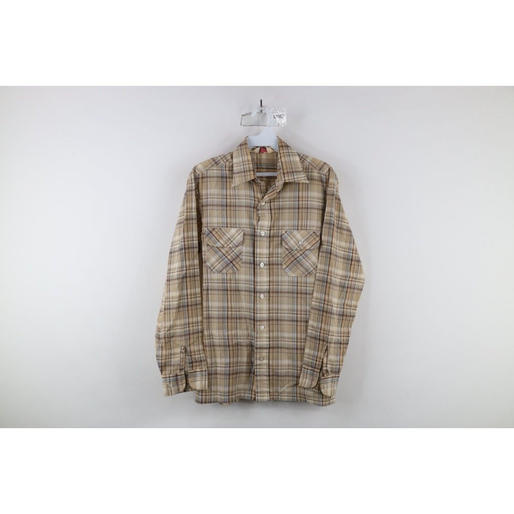 Vtg 70s Levis Wildfire Mens Small Distressed Western Collared Button Shirt Plaid